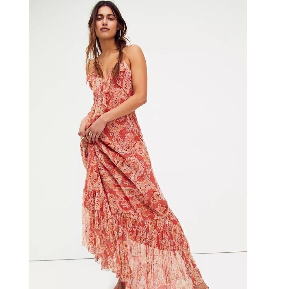Free People We Are Kindred Gwendolyn Silk Bias Dress